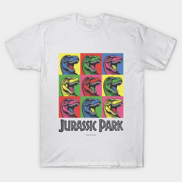 Jurassic Park T-Rex Pop Art Squares T-Shirt by avperth